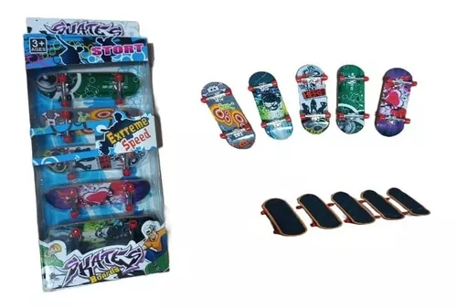 Kit 5 Skate De Dedo Mini Com Lixa Fingerboard Truck Metal