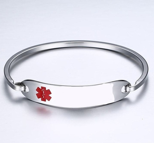 Imagen 4 de 5 de Pulsera Acero Blanco Alerta Médica Grabado Incluido M1093