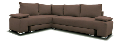 Sala Esquinera Inova Sillon Futon Sofa Cama Convertible Color Chocolate Diseño De La Tela Loneta