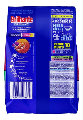 Lava Roupas Sanitizante Em Pó Brilhante Limpeza Total 800g