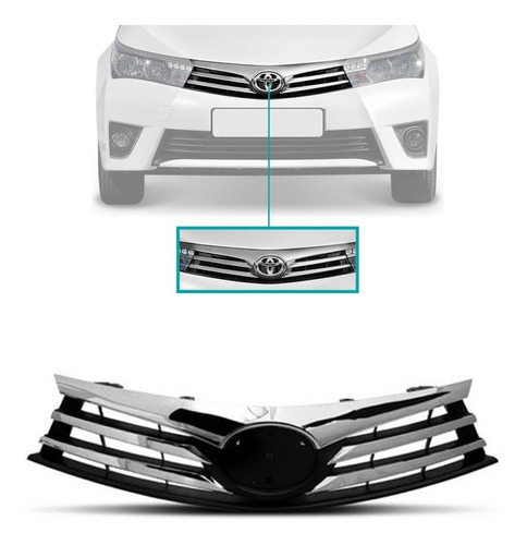 Grade Corolla Com Friso Cromado 2015 2016 2017