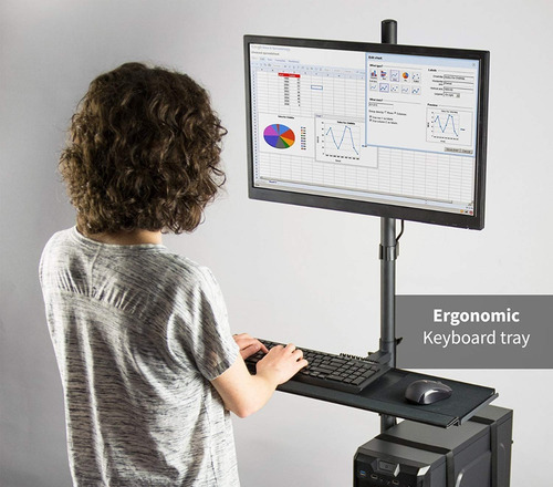 Pedestal Para Monitor 17-32 Con Soporte Para Cpu Y Teclado