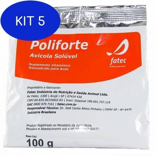 Kit 5 Suplemento Poliforte Avicola Soluvel