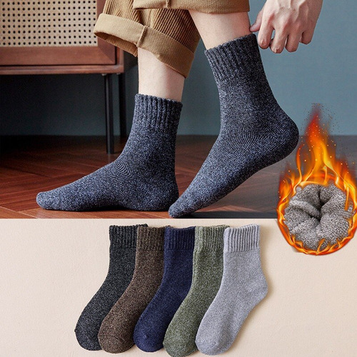 5 Pares De Calcetines Térmicos De Algodón Para Hombre