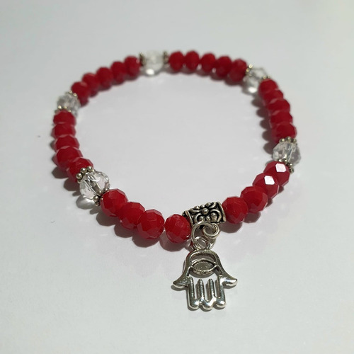 Pulsera Cristal, Mano De Fátima, Hecha A Mano