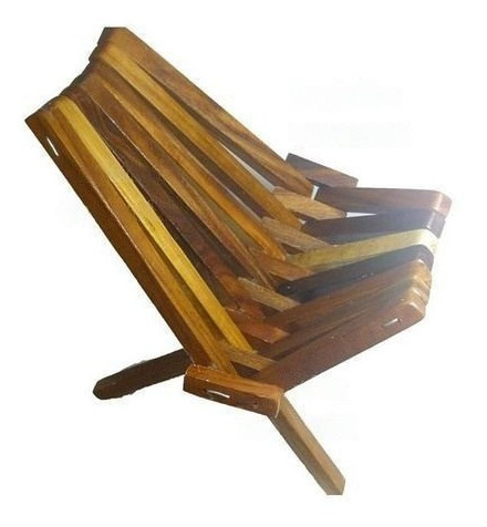 Silla Plegable Madera Saman Marron Artesanal Hogar