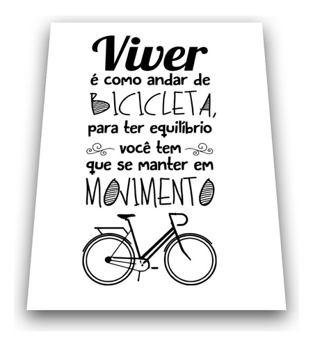 Plaquinha De Decoração Frase Bicicleta Vida Movimento