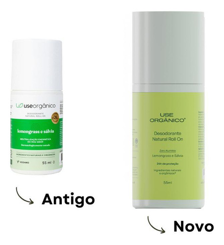 Kit 6 Desodorantes Naturais Lemongrass Sálvia 55ml Use