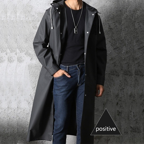 . Chaqueta De Lluvia Con Capucha Larga Impermeable