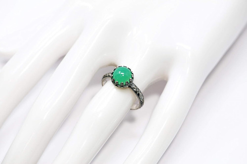 Anillo De Crisoprasa De 8mm Corona De Flor Simétrica V...