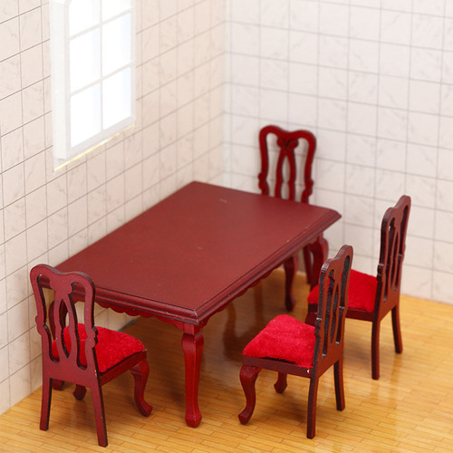 Casa De Muñecas De Madera, Silla De Mesa En Colocar