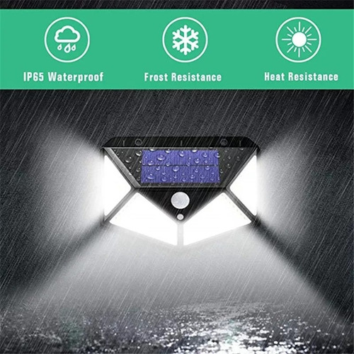 Imagen 9 de 10 de Focos Exteriores 100 Led Solar X5 + 1 Gratis Luz Fija Sensor