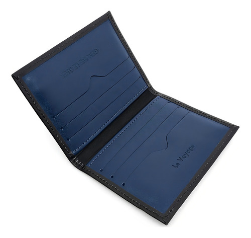 Billetera Le Voyage 245-00 con diseño Lisa color azul oscuro de cuero - 10.3cm x 7.8cm x 1cm