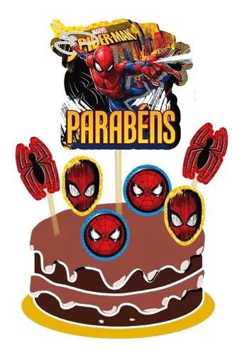 Topper Topo de Bolo Aniversário Festa Homem Aranha Marvel - Lojas