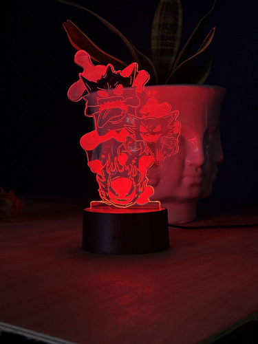 Lampara Led 3d Gengar Pokemon Base Con Luz 16 Colores