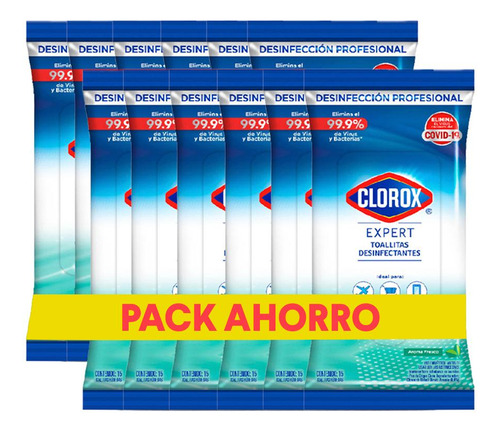 Pack12 Toallitas Desinfectantes Clorox Expert 15 Un