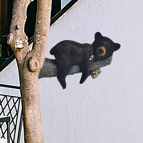 Urso Deitado Em Um Galho De Árvore, Estátua, Enfeite De Urso