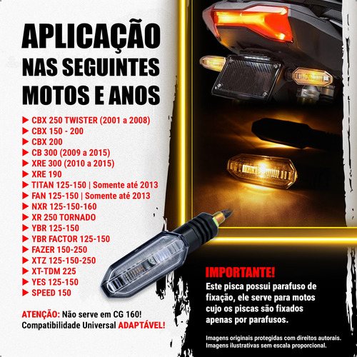 Kit 4 Piscas Seta Cristal 12v Para Guidão Com Rosca