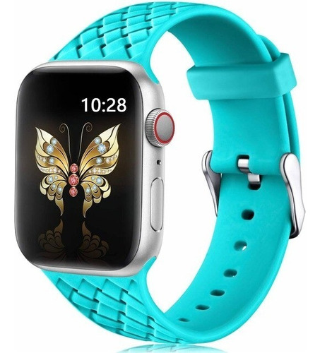 Pulseira Premium Compatível Apple Watch 45mm Modelo Woven Cor Azul-celeste Largura 44 mm