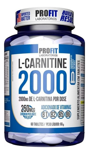 L Carnitine 2000 Com Chromium 60 Cáps - Profit Sabor Without Flavor