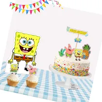 Comprar Adorno Torta Cake Topper Cumpleaños Deco Mes Bob Esponja Op3