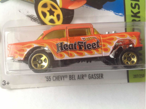 Hot Wheels 1/64 Chevy Bel Air Gasser 55 Flames Naranja