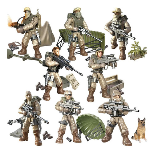 8 Piezas 1/35 Figuras De Acción De Soldado Articuladas .