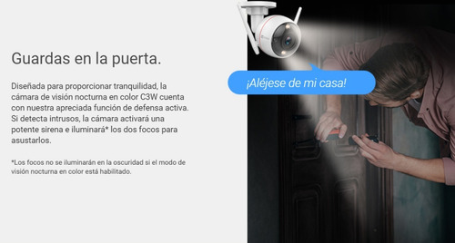 Imagen 3 de 9 de Camara Ip Ezviz C3w Pro 4mp Wifi Audio Color Sirena Luz