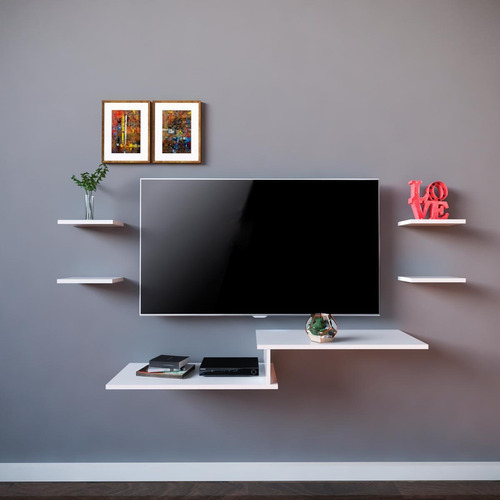 Rack Tv Suspenso Em Mdf Branco Sem Painel Decoração