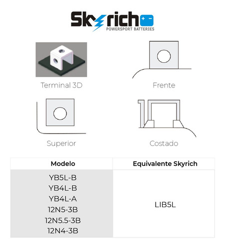 Bateria De Litio Skyrich P/ Moto Lib5l Libre Mantenimiento.