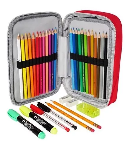 Faber Castell 24 Colores Estuche 34 Piezas Escuela Dibujo