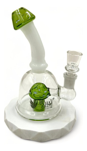 Bong Mini Shay Fungi Verde Vidrio Aleman 16cm Bowl 14mm 420