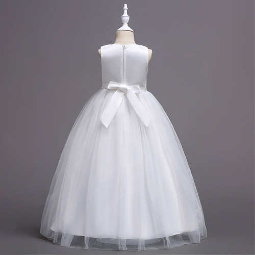 Vestido De Princesa De Tul Con Encaje De Flores Para Niñas