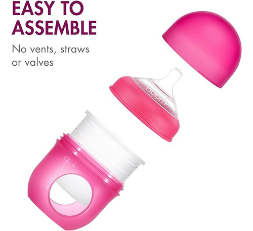 Set De 3 Biberones Boon Nursh Anticólicos 4 Oz Rosa 0meses+