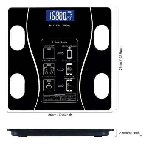 Pesa Digital Baño Inteligente Pilas Bluetooth Smart.