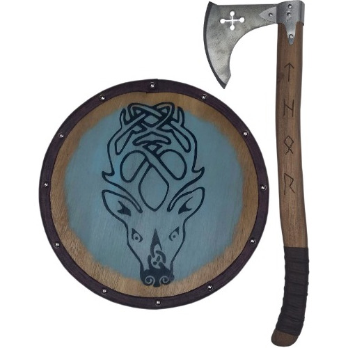 Escudo Viking Quadro Falkreath E Machado Decorativo