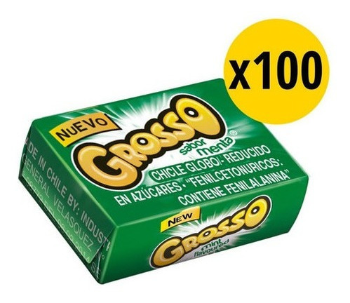 Chicles Grosso Spearmint 100un* Caja (2 Caja)-super