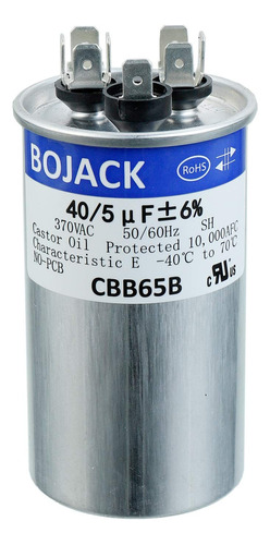 Bojack 40+5uf 40/5mfd ±6% 370v Cbb65 Condensador De Arranque