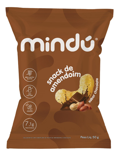 Kit 3 Unid Mindú Snacks 8g De Proteína Sabor Chocolate 50g