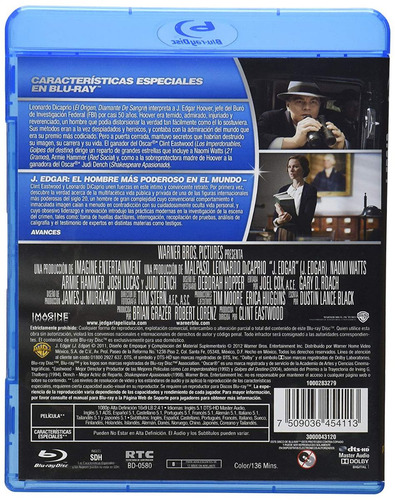 Imagen 2 de 3 de J . Edgar Leonardo Dicaprio Clint Eastwood Pelicula Blu-ray