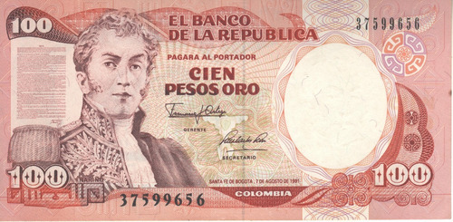 Colombia Billete De 100 Pesos Año 1991 - Pick 426 A - Xf