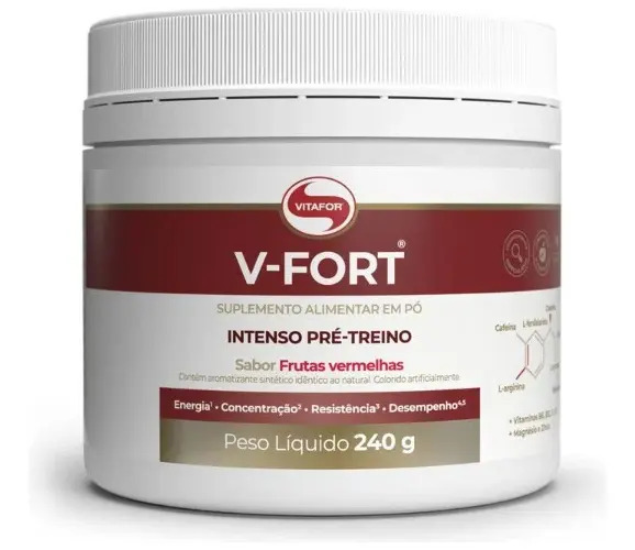 Vitafor Suplemento V-fort Pré-treino Frutas Vermelhas 240g Vitafor