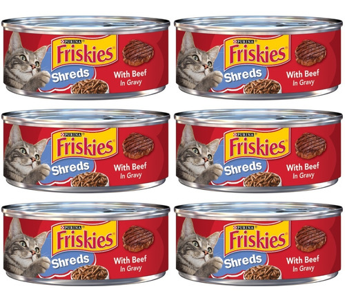 6 Pack Friskies Carne 5.5oz Alimento Humedo Para Gatos