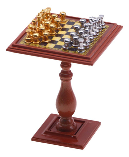 Juego De Ajedrez En Miniatura Para Casa De Muñecas, Mesa De