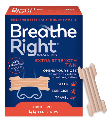 Breathe Right Tiras Nasales, Extra Fuerza, Tiras Nasales Bro