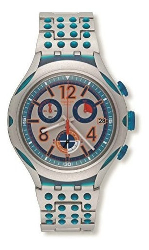 Swatch 16 Puntos Cronógrafo Gris Y Azul Dial Aluminio Reloj 