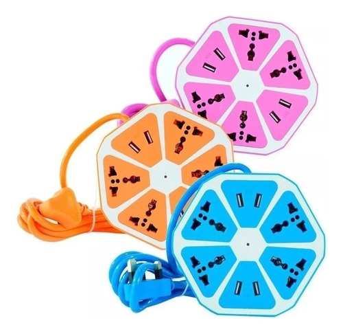 Zapatilla Hexagonal Enchufes 4 Toma Corriente 4 Usb 220v