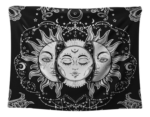 Tapeçaria Parede Tecido Tarô Hippie Mandala Lua Sol 2x1,50
