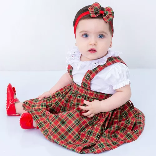 Vestido de Bebê com Tiara 100% Algodão Princesa Vermelho - Mundo