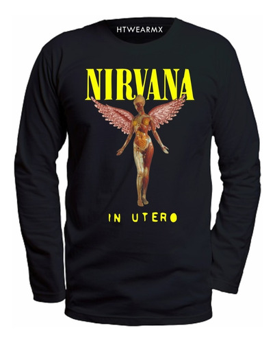 Playera Manga Larga Nirvana In Utero - Rock Kurt Cobain